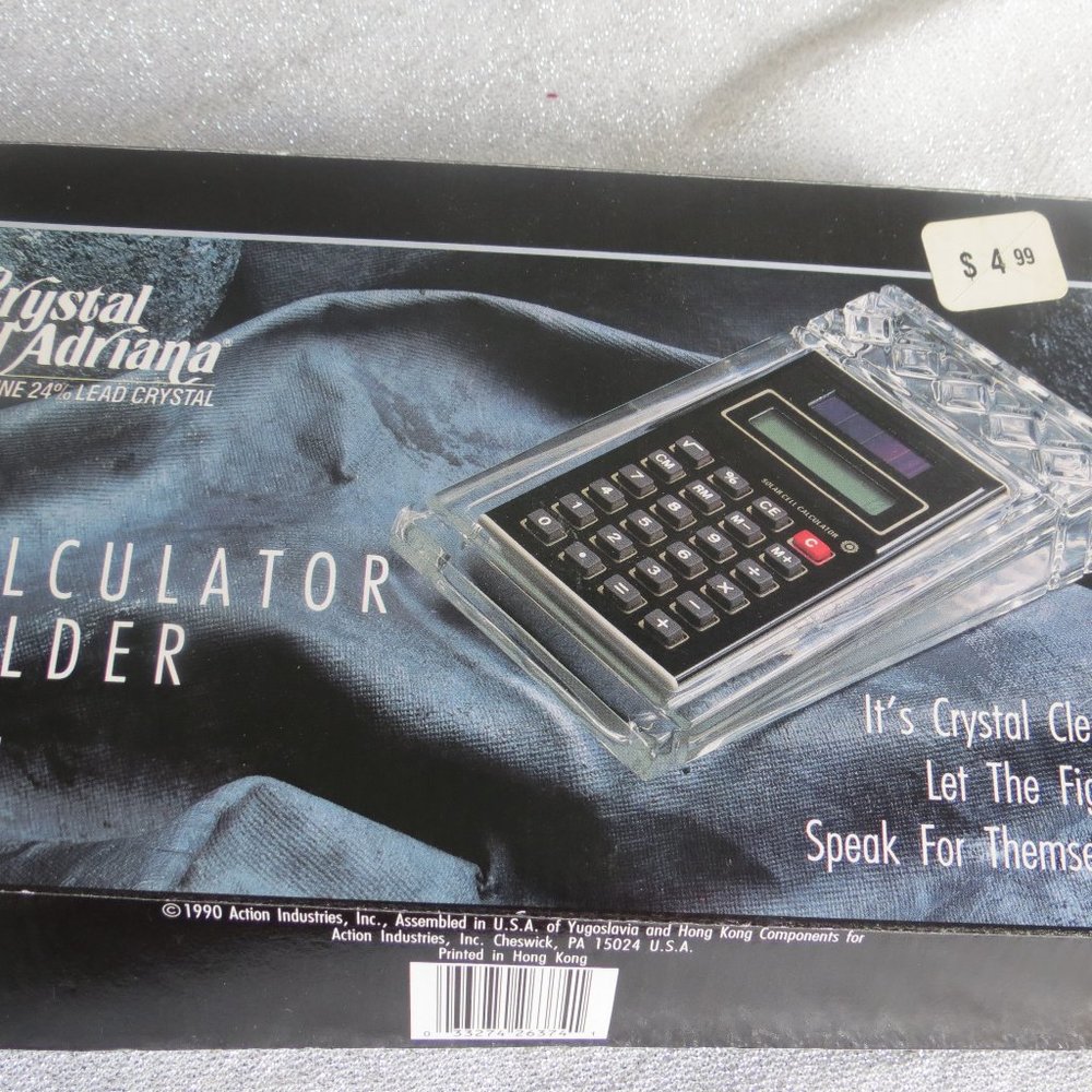 Crystal d’Adriana Solar Powered Mini Calculator Diamond Pattern Crystal Holder